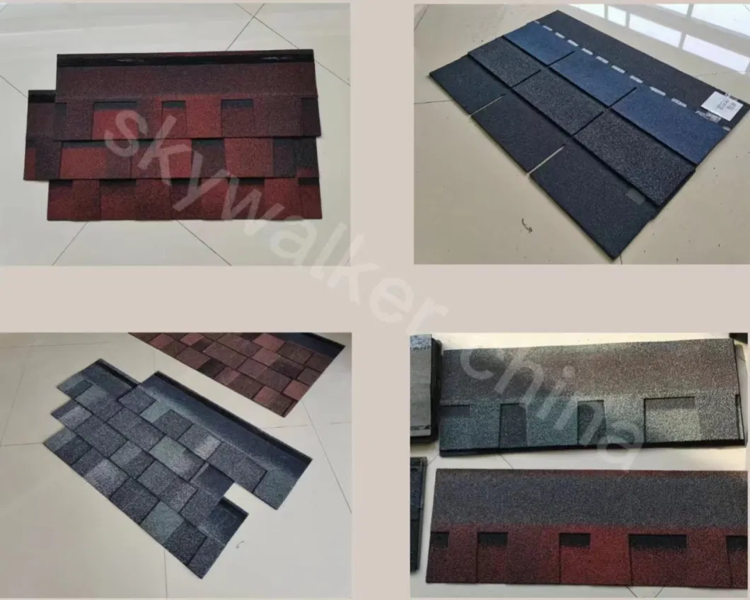 Spanish Red Grey Black Mosaic Asphalt Roofing Shingles